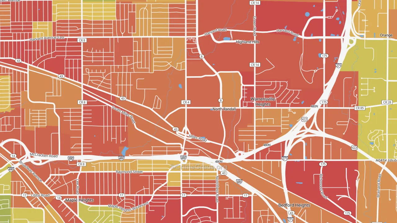 North Randall, OH Map of Arson Rates