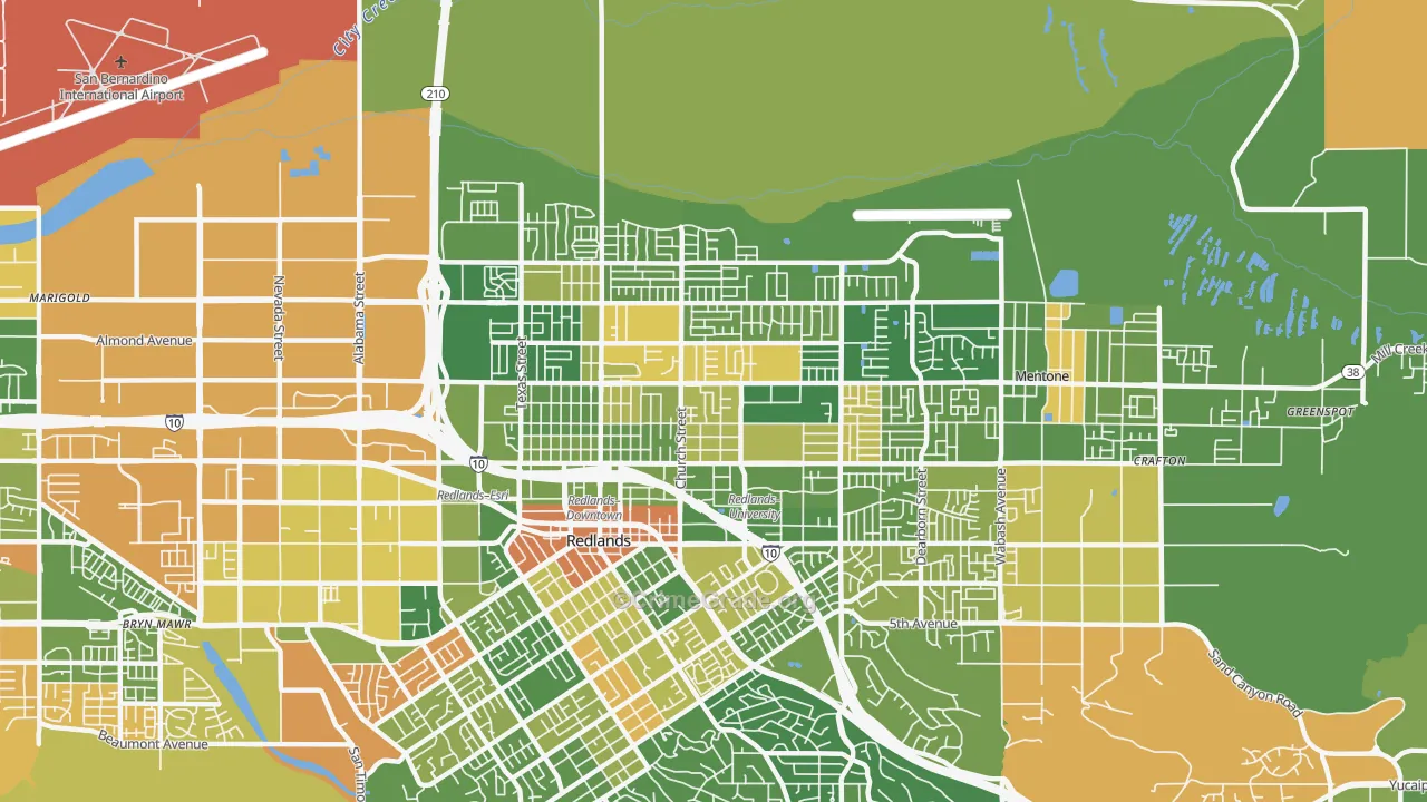 North Redlands, Redlands, CA Map of Arson Rates