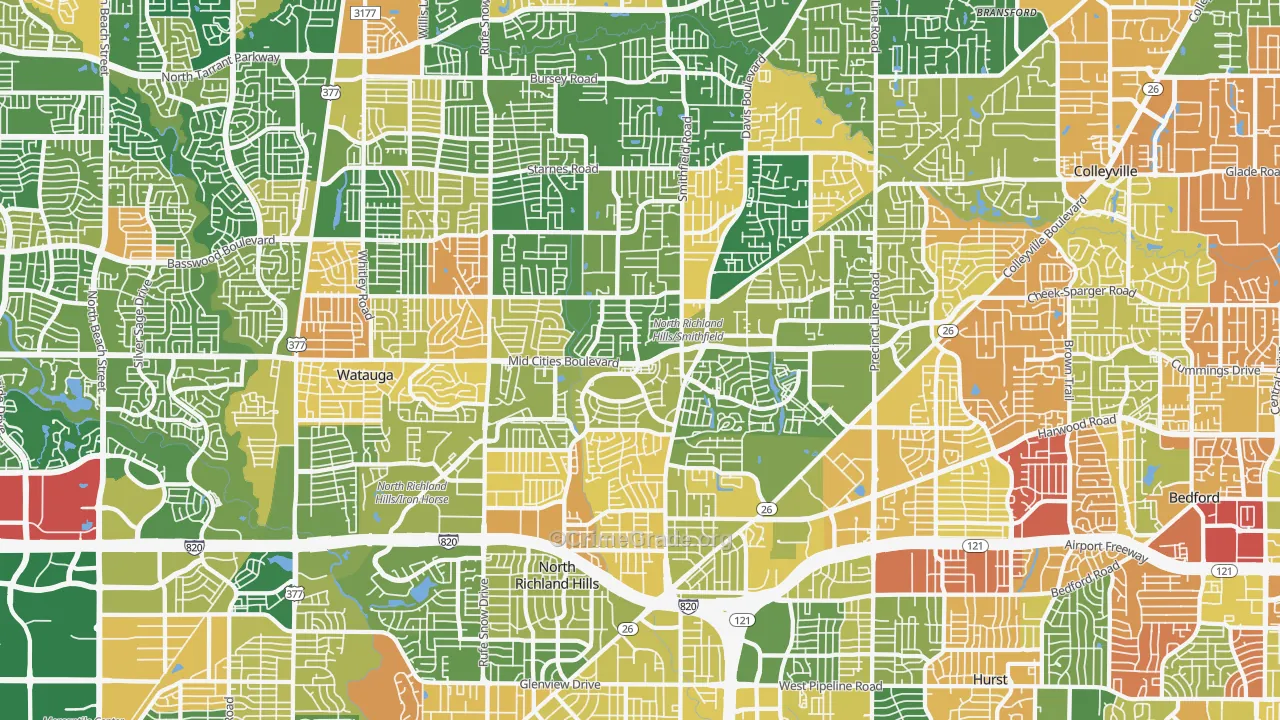 North Richland Hills, TX Map of Arson Rates