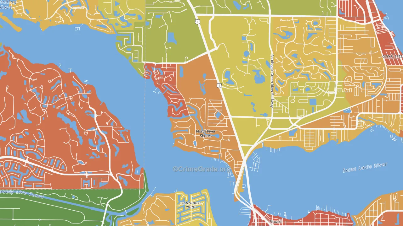 North River Shores, Stuart, FL Map of Arson Rates