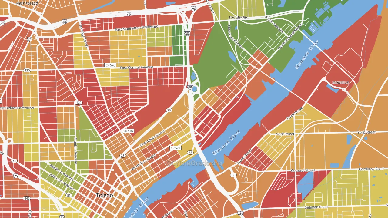 North River, Toledo, OH Map of Arson Rates