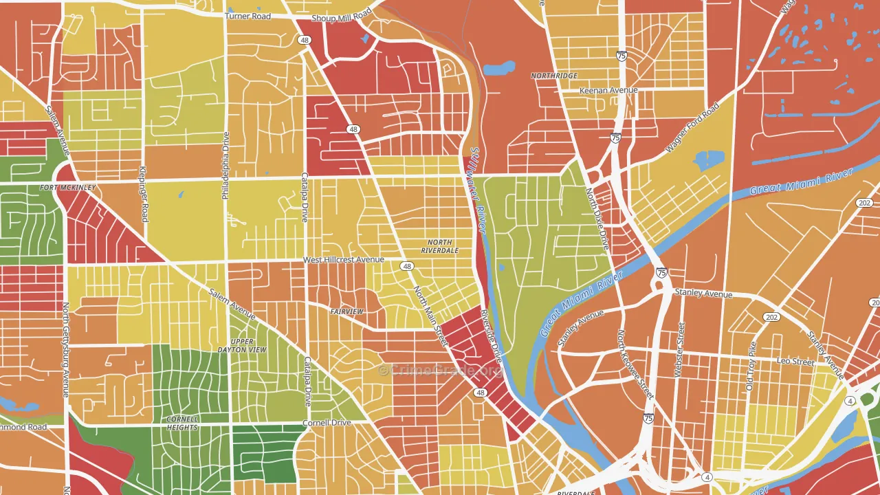 North Riverdale, Dayton, OH Map of Arson Rates