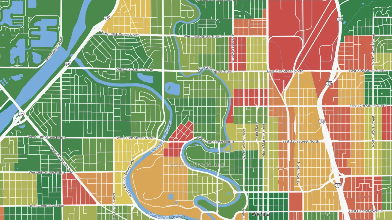 North Riverside, Wichita, KS Map of Arson Rates