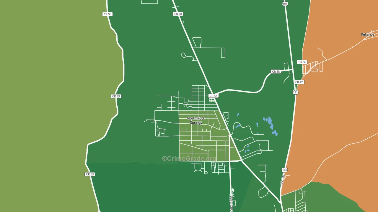 North Rock Springs, WY Map of Arson Rates