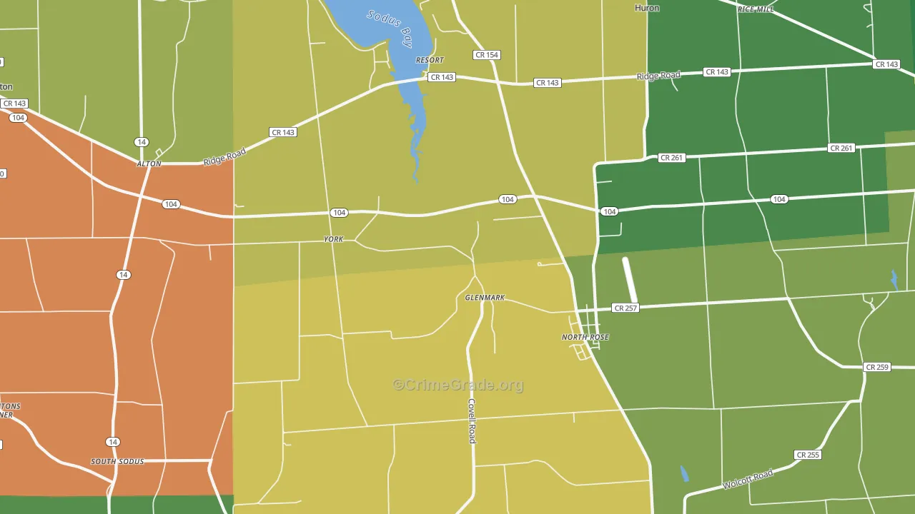North Rose, NY Map of Arson Rates
