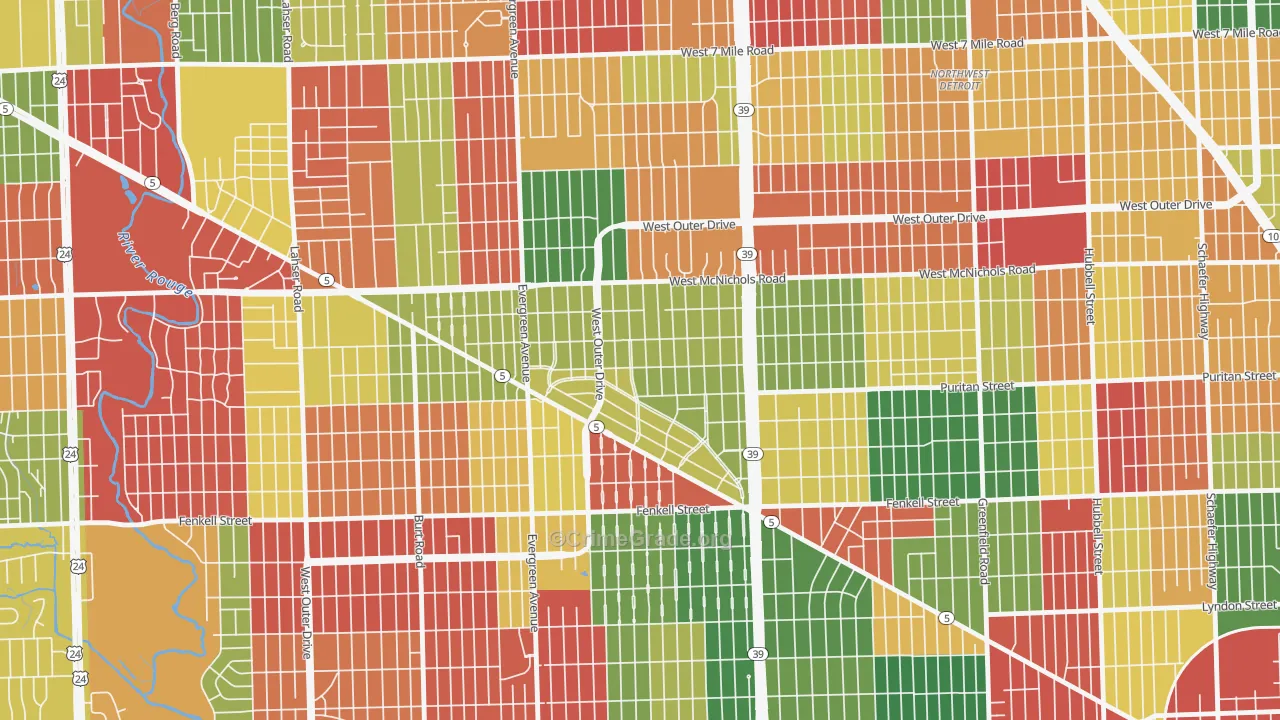 North Rosedale Park, Detroit, MI Map of Arson Rates