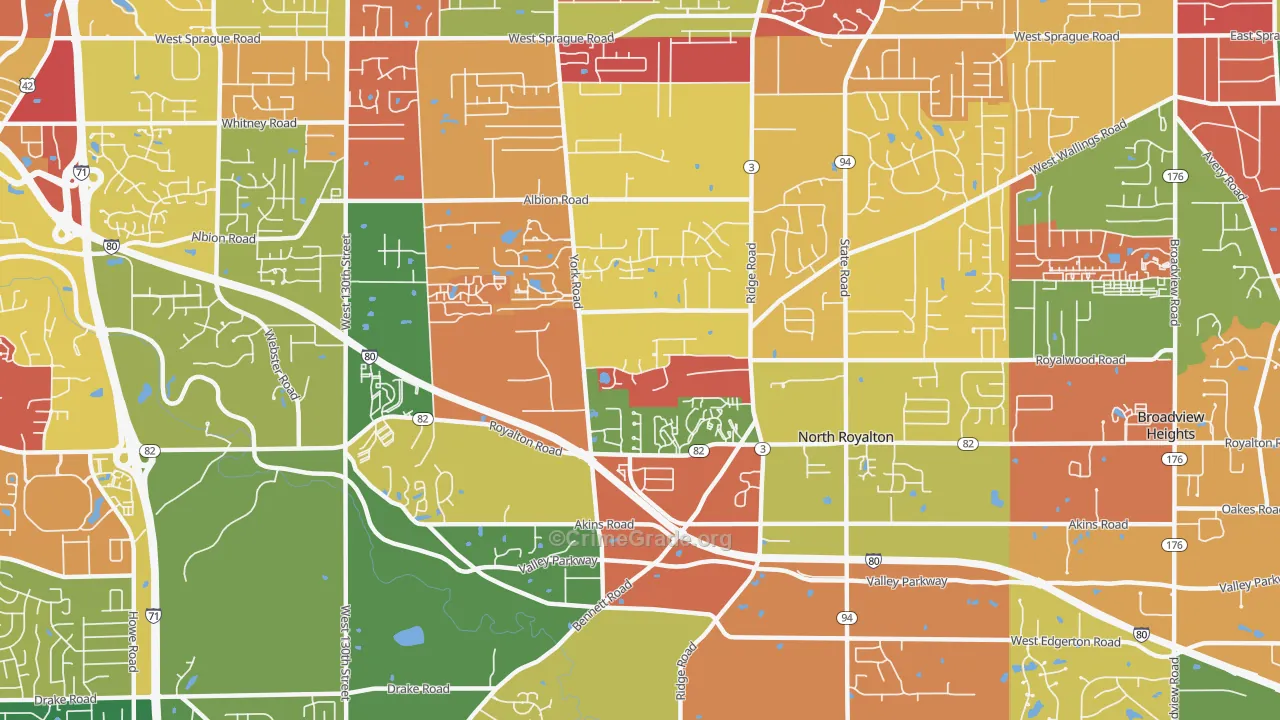 North Royalton, OH Map of Arson Rates