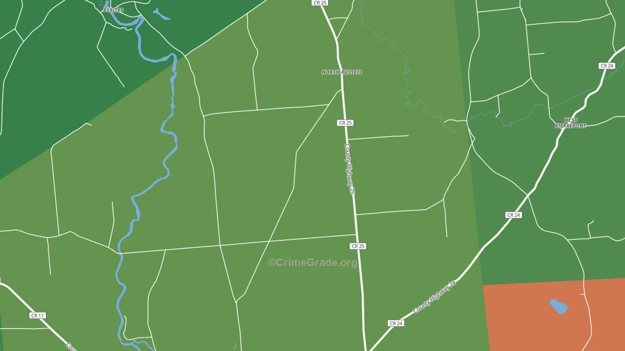 North Russell, NY Map of Arson Rates