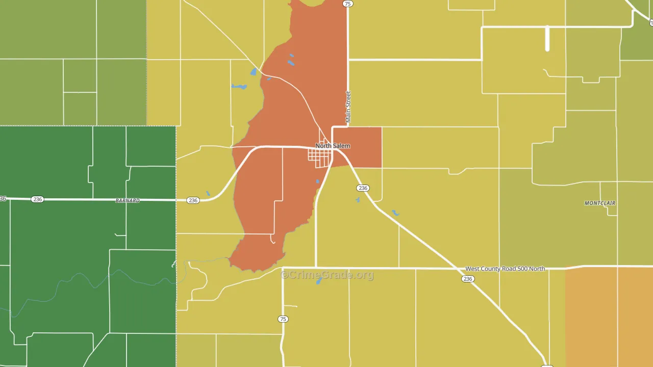 North Salem, IN Map of Arson Rates