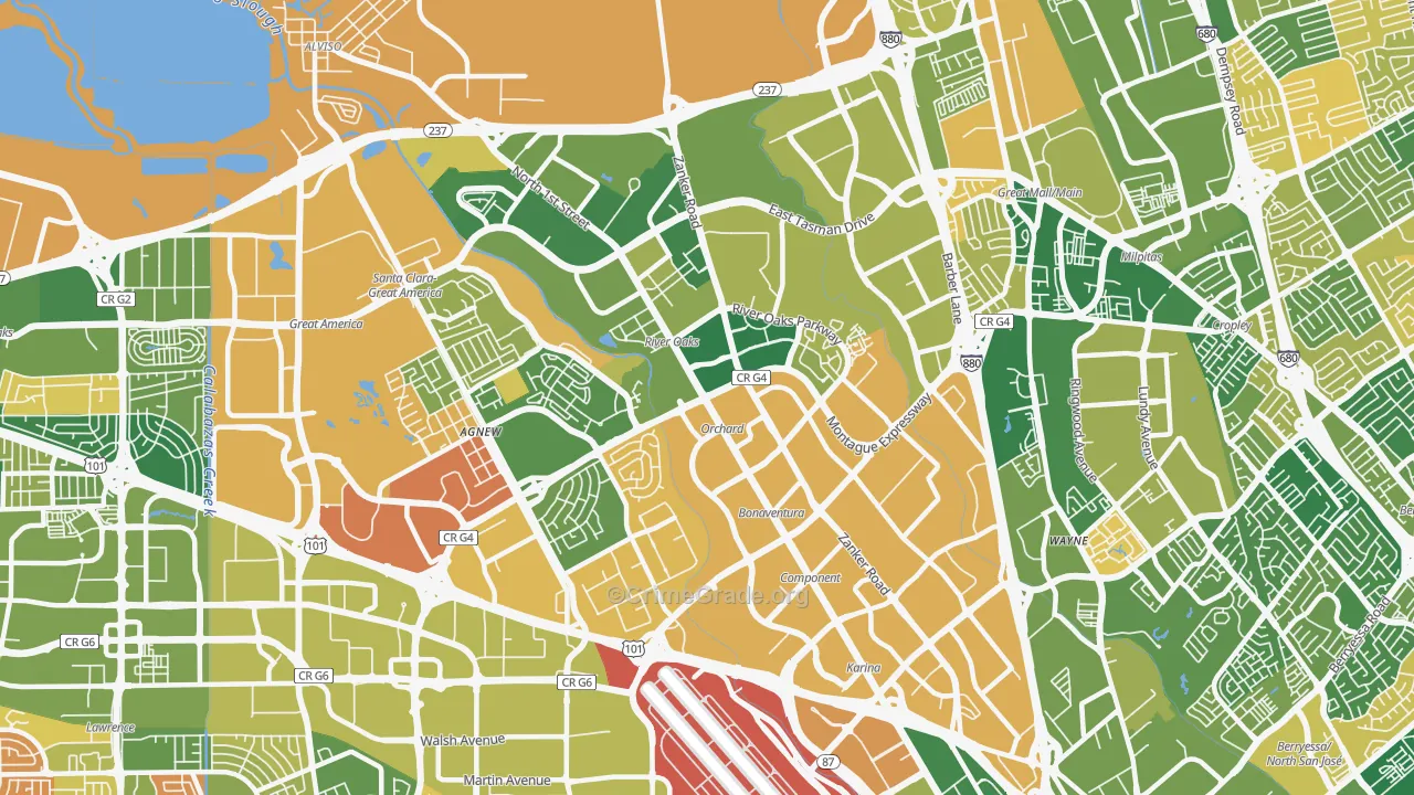 North San Jose, San Jose, CA Map of Arson Rates