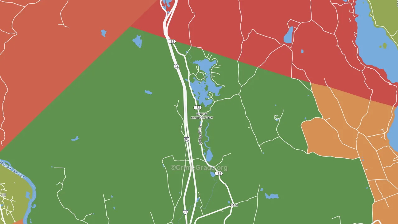 North Sanbornton, NH Map of Arson Rates