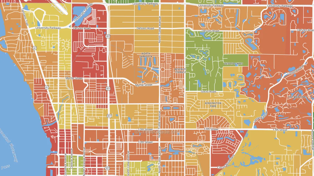 North Sarasota, FL Map of Arson Rates