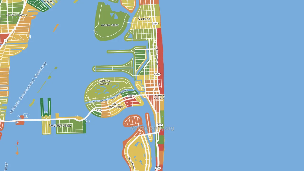 North Shores, North Bay Village, FL Map of Arson Rates