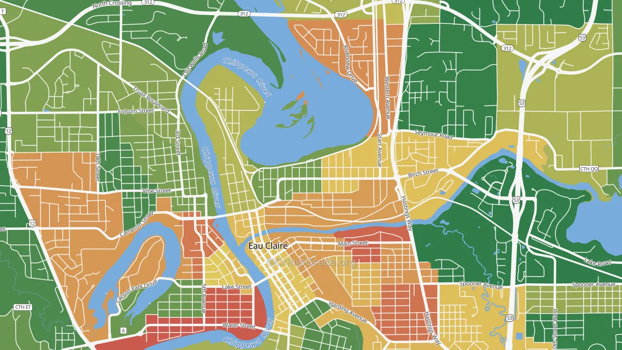 North Side Hill, Eau Claire, WI Map of Arson Rates