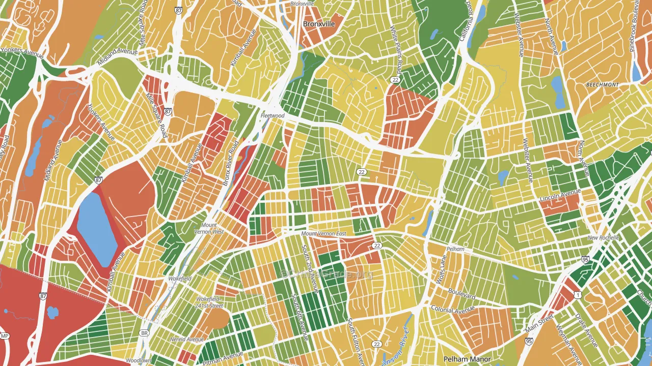 North Side, Mount Vernon, NY Map of Arson Rates