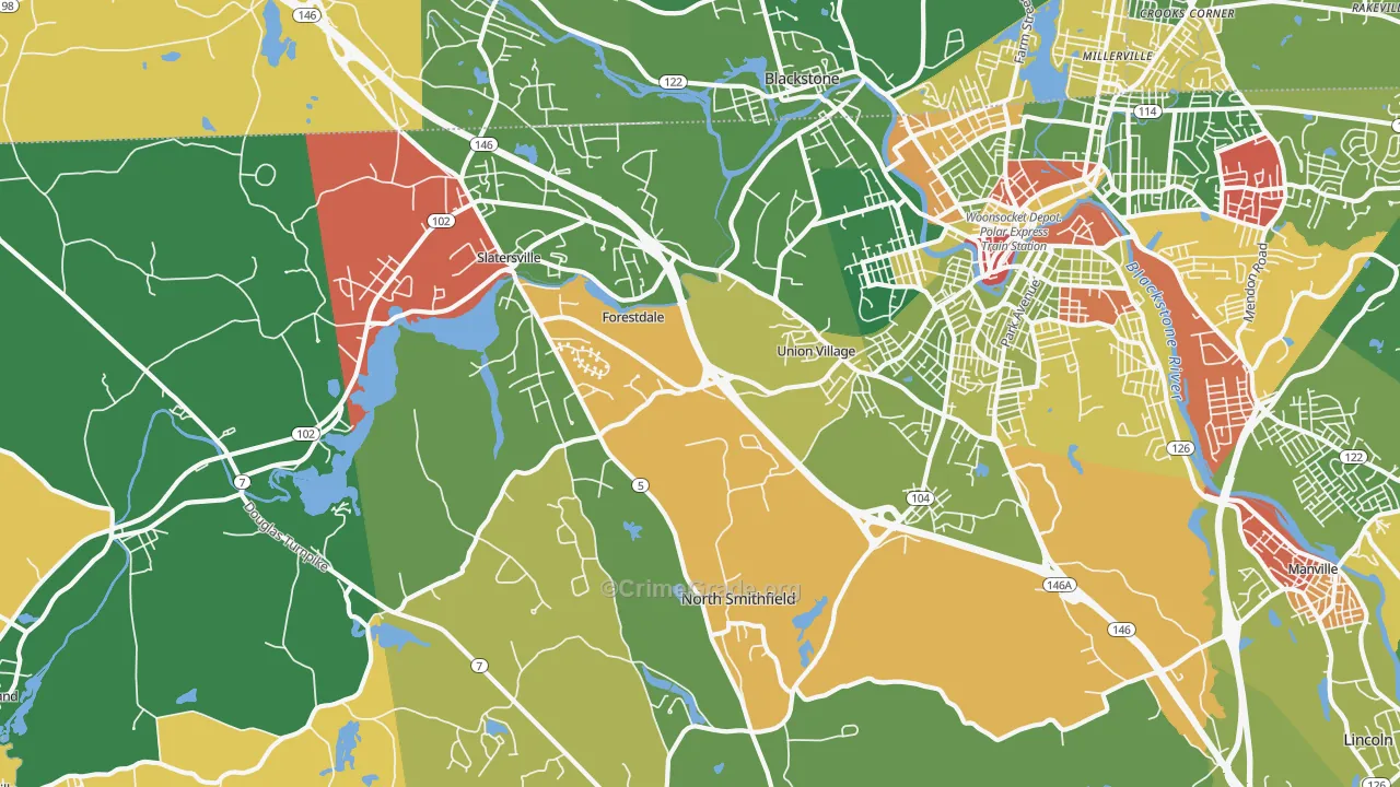 North Smithfield, RI Map of Arson Rates