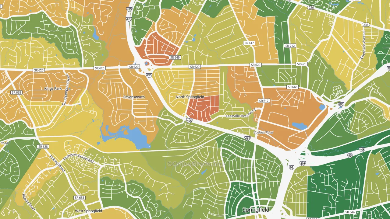 North Springfield, Springfield, VA Map of Arson Rates