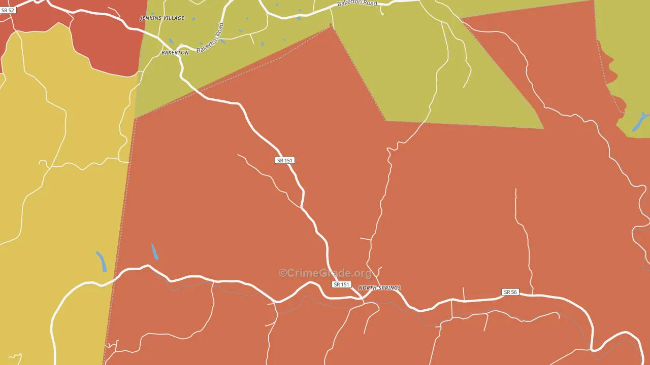 North Springs, TN Map of Arson Rates