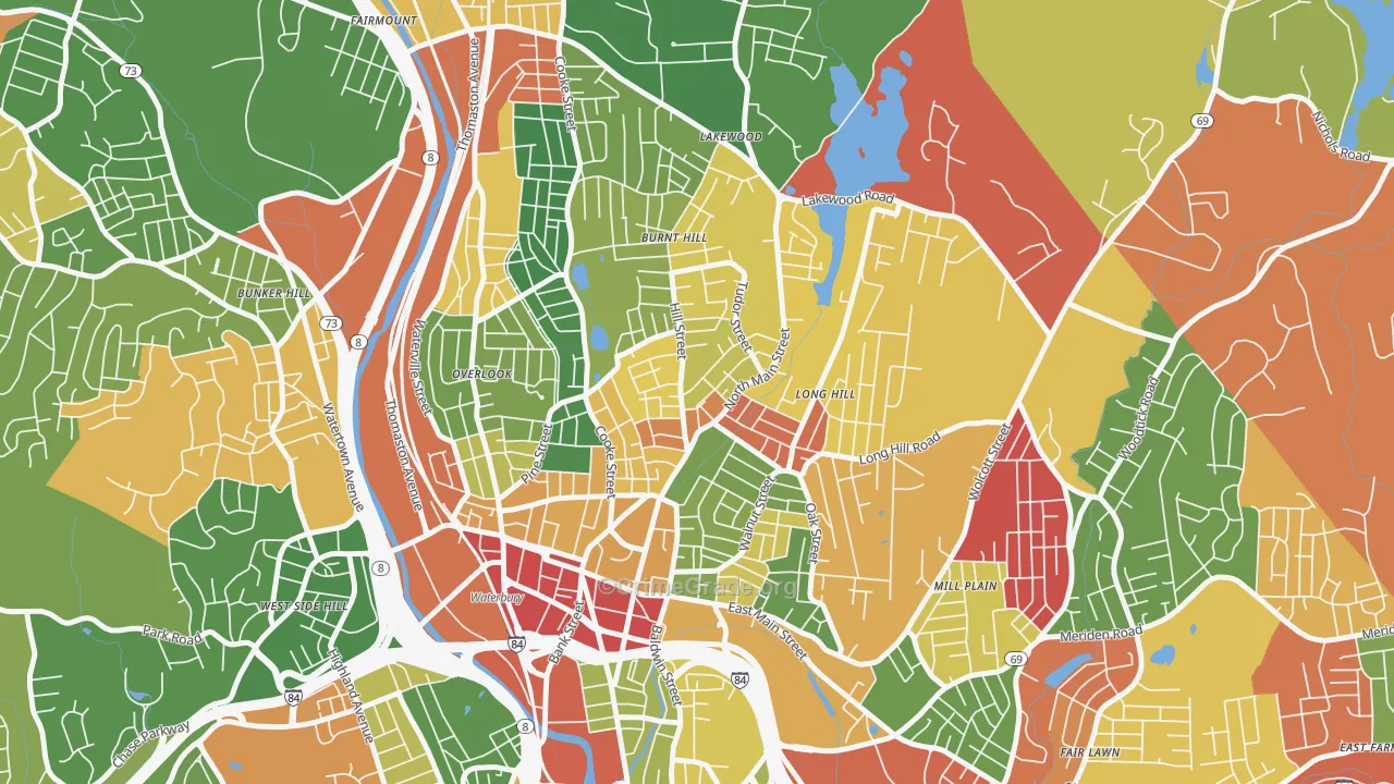 North Square, Waterbury, CT Map of Arson Rates