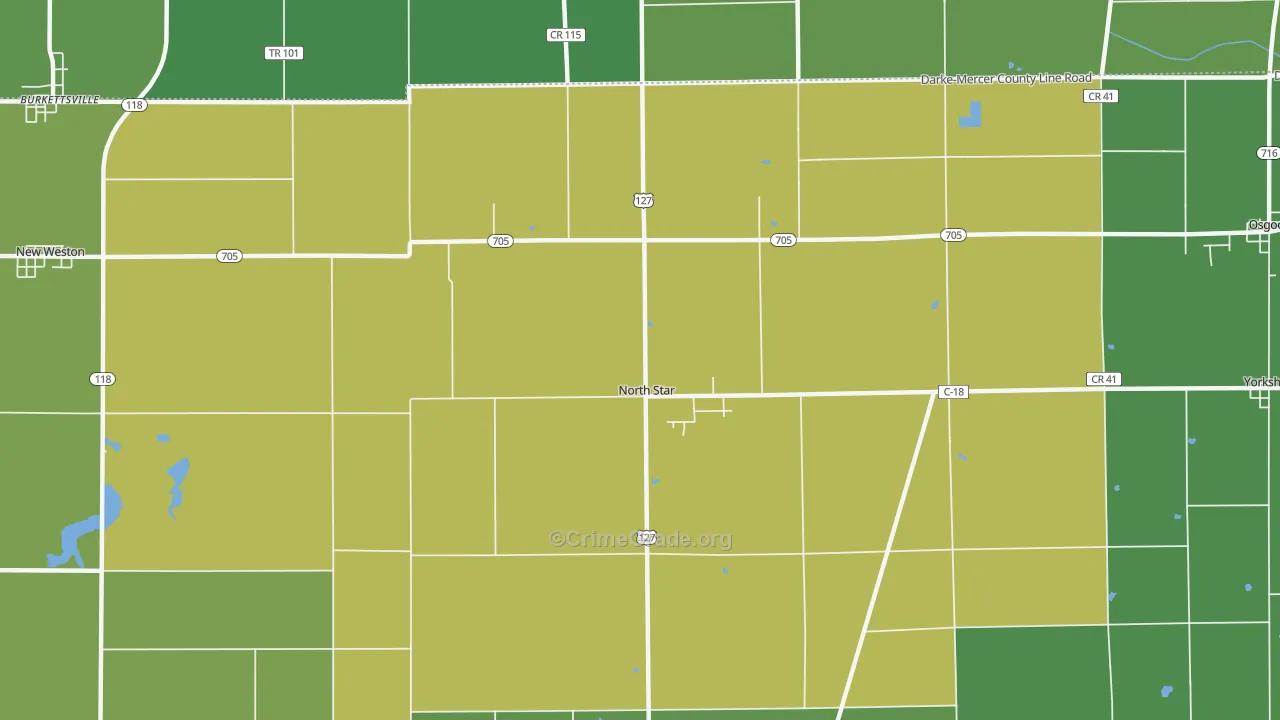 North Star, OH Map of Arson Rates