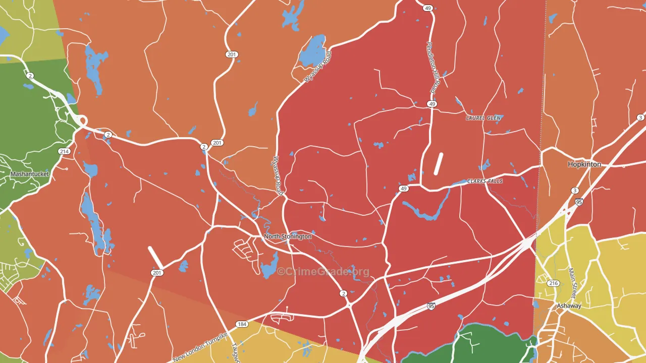 North Stonington, CT Map of Arson Rates