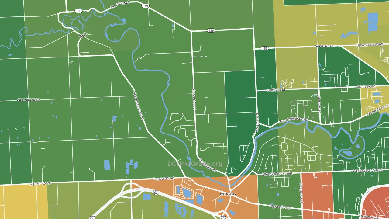 North Street, MI Map of Arson Rates