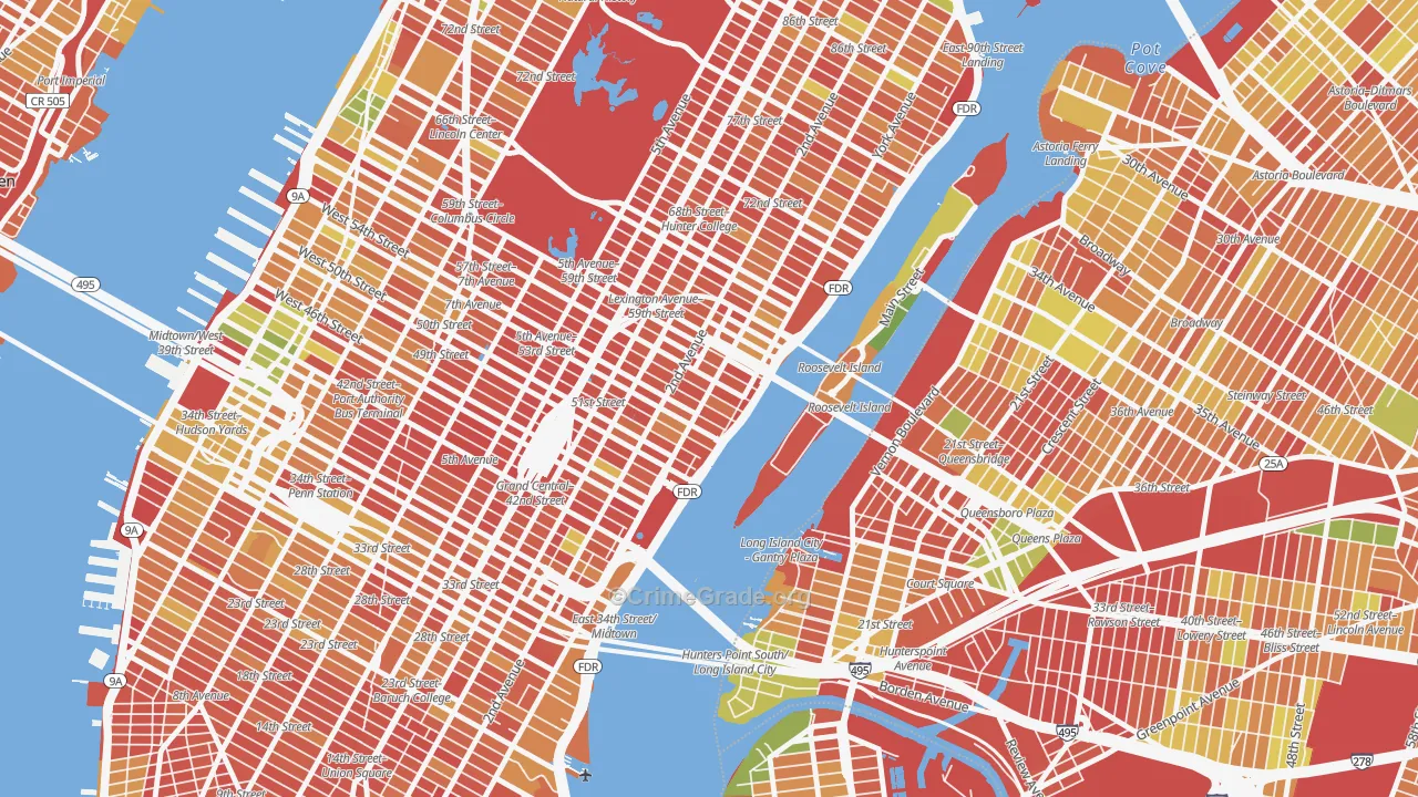 North Sutton Area, Manhattan, NY Map of Arson Rates