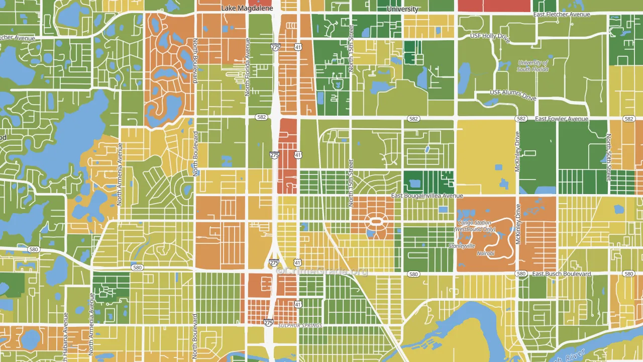 North Tampa, Tampa, FL Map of Arson Rates
