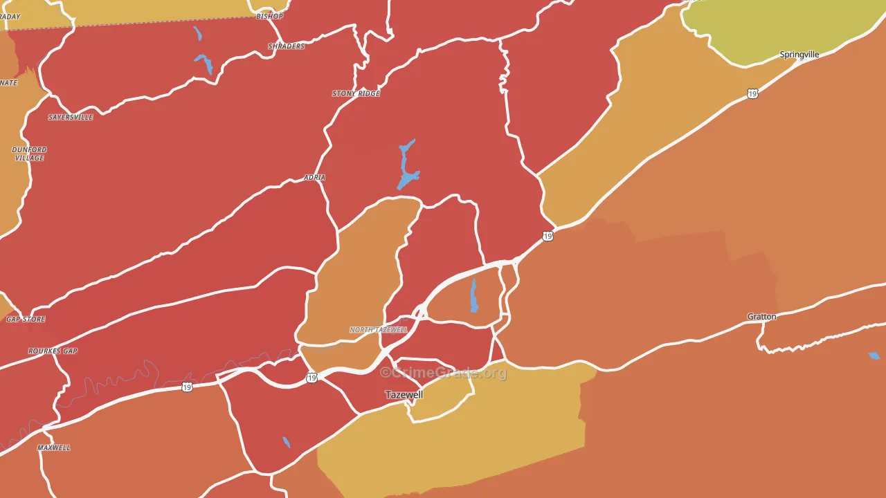North Tazewell, VA Map of Arson Rates
