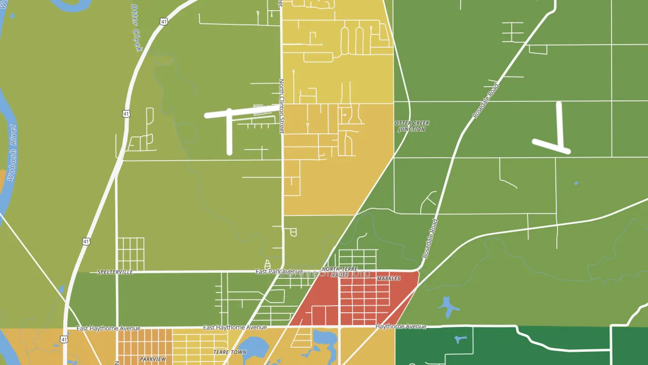 North Terre Haute, IN Map of Arson Rates