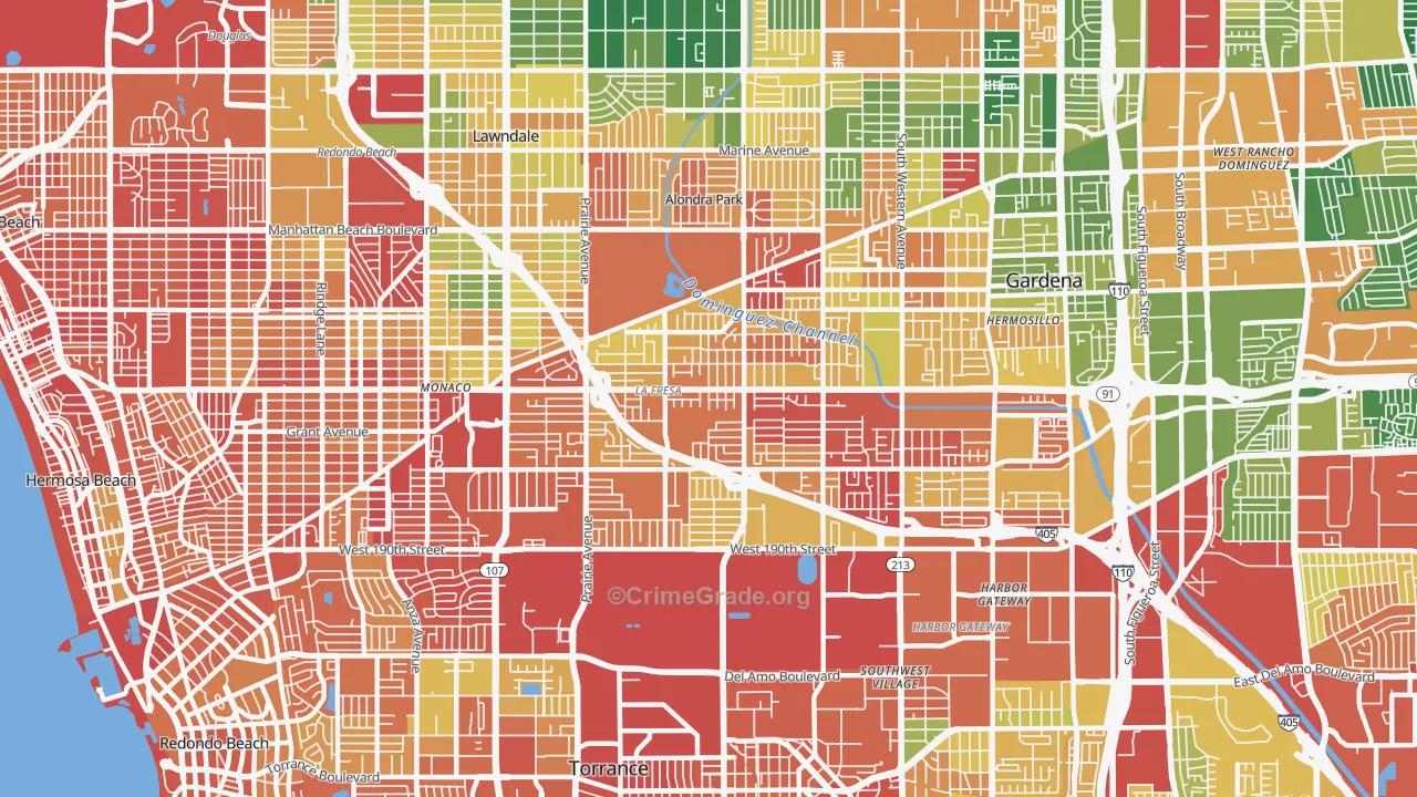 North Torrance, Torrance, CA Map of Arson Rates