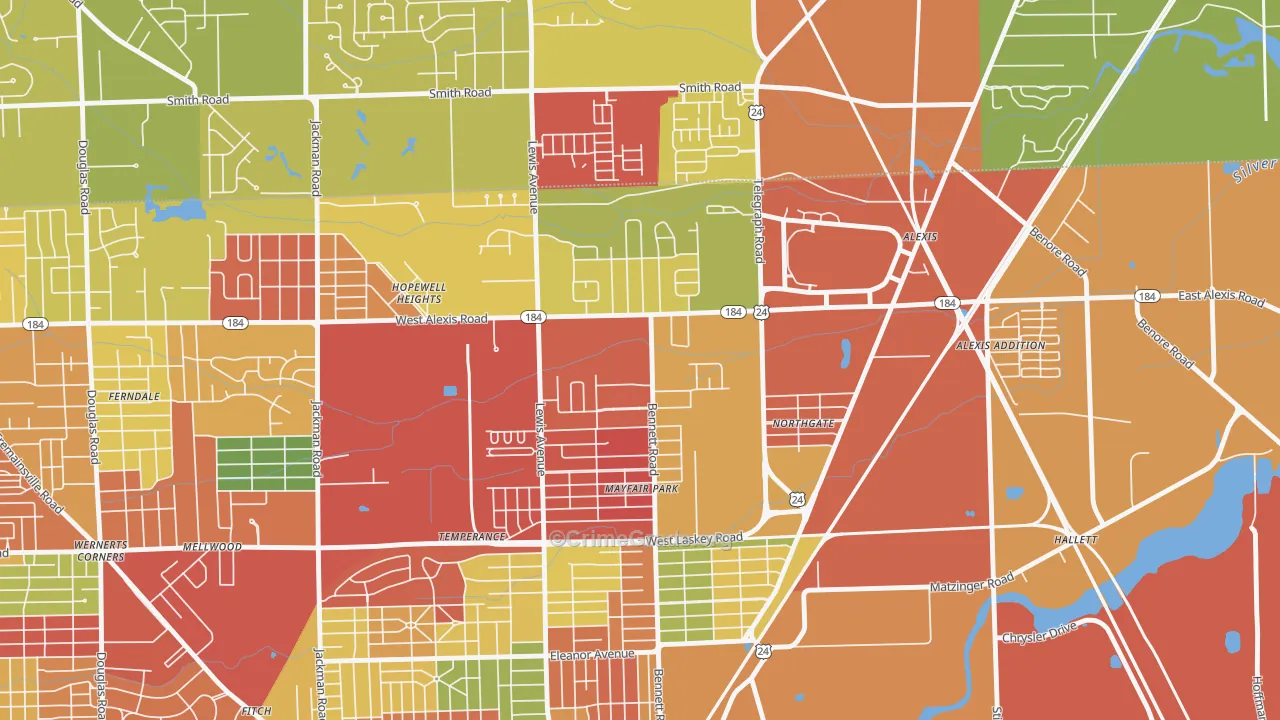 North Towne, Toledo, OH Map of Arson Rates