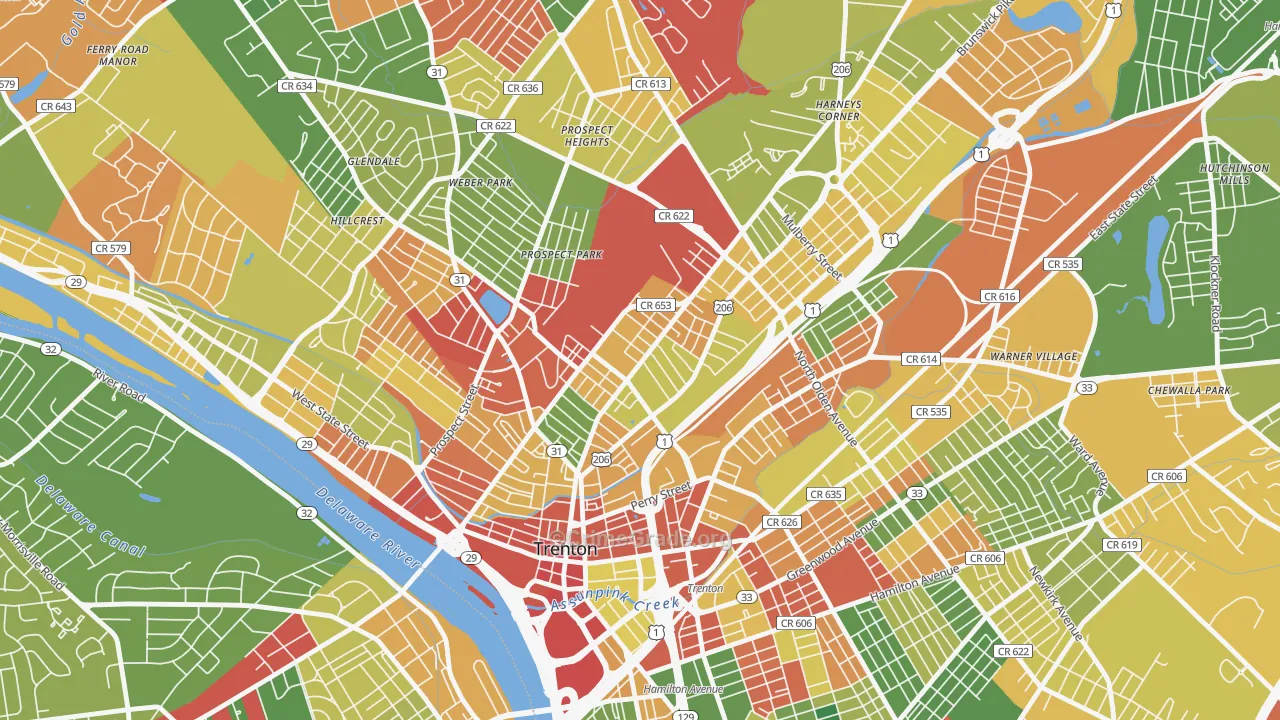 North Trenton, Trenton, NJ Map of Arson Rates