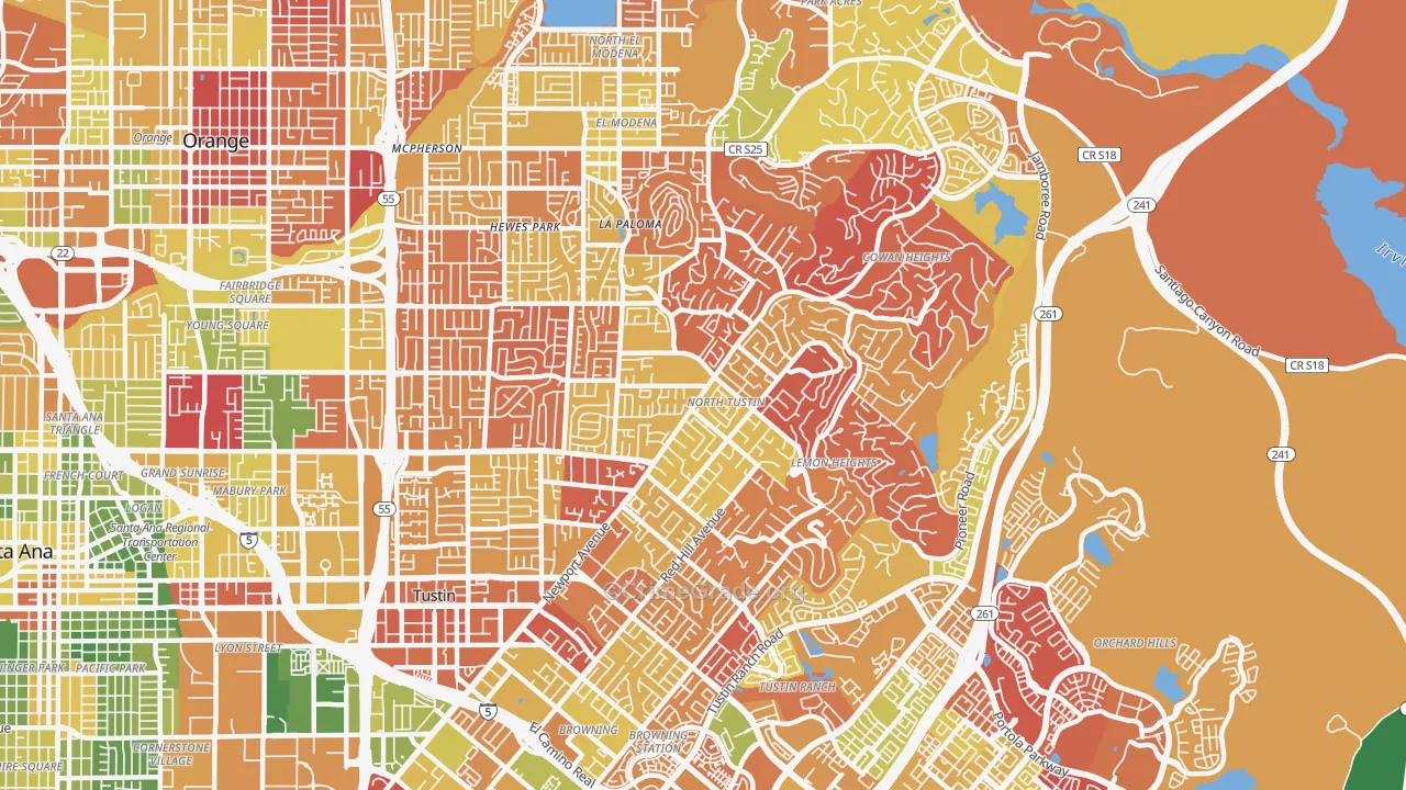 North Tustin, CA Map of Arson Rates