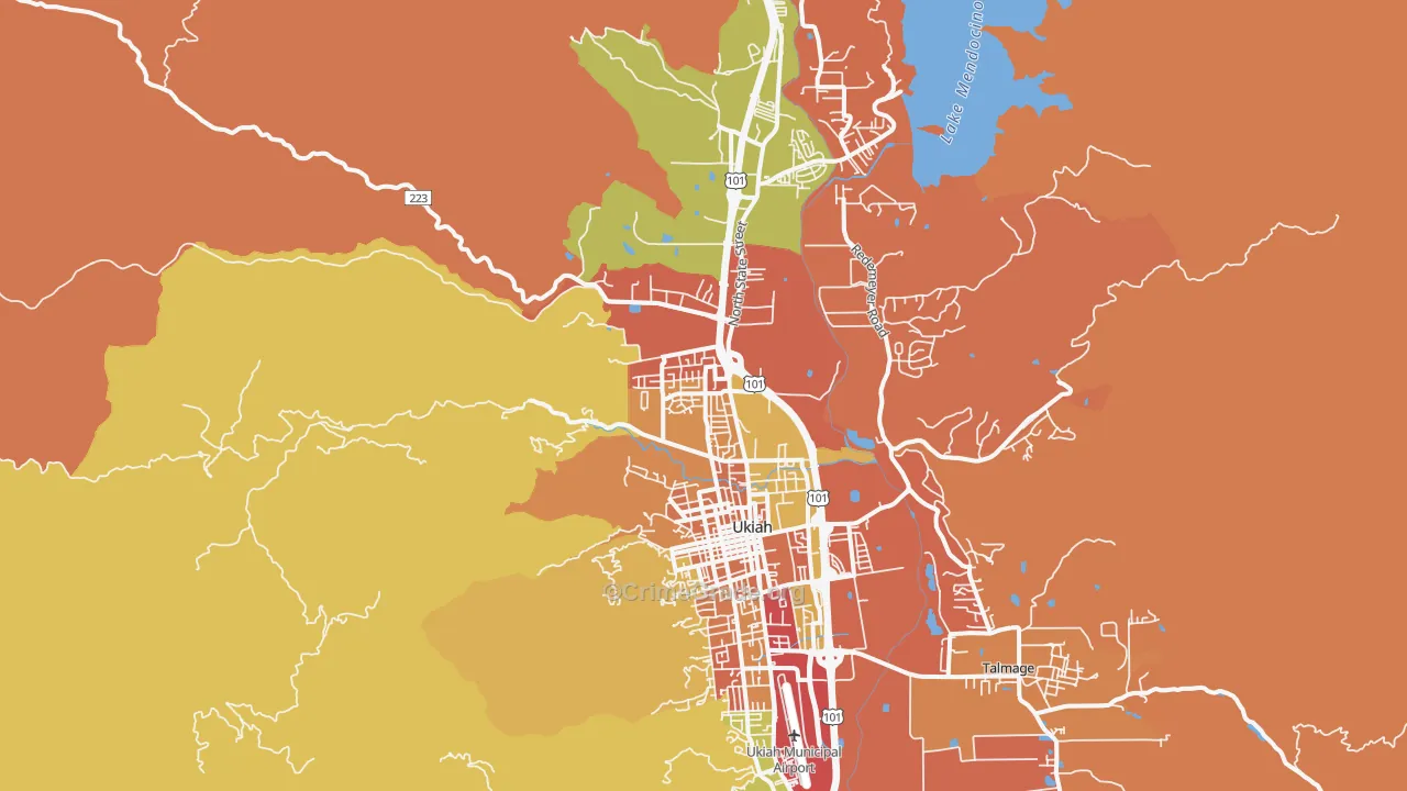 North Ukiah, Ukiah, CA Map of Arson Rates