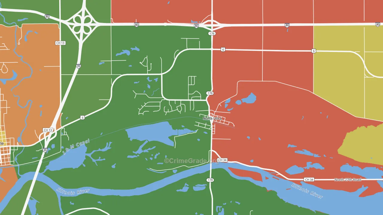 North Utica, IL Map of Arson Rates