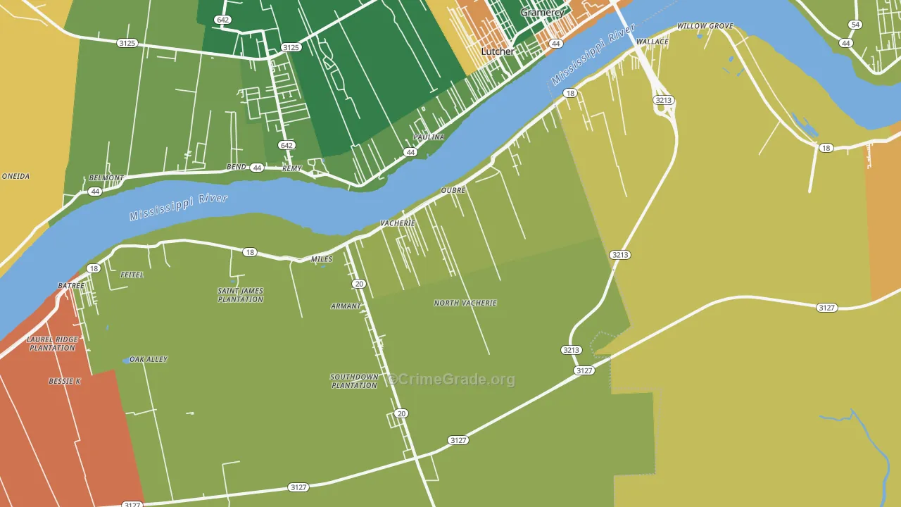 North Vacherie, LA Map of Arson Rates