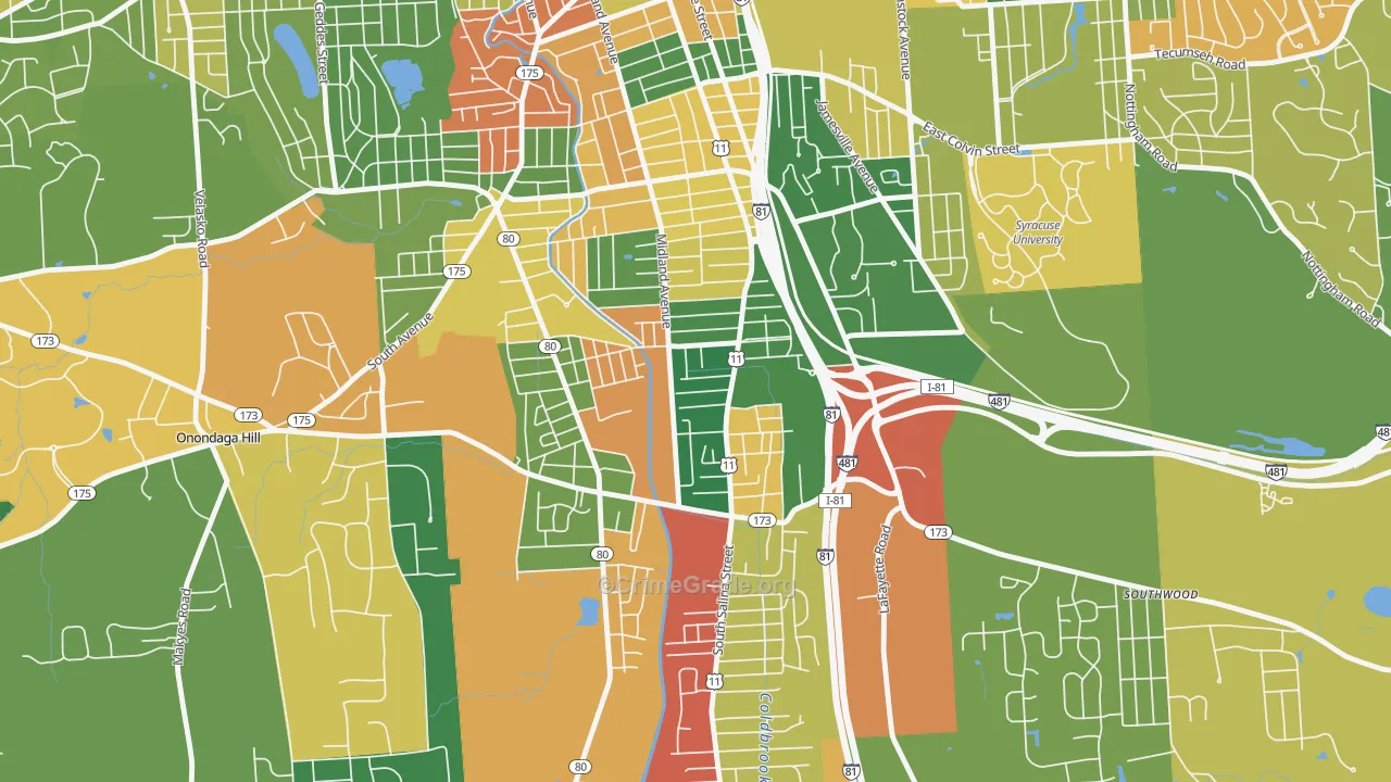 North Valley, Syracuse, NY Map of Arson Rates
