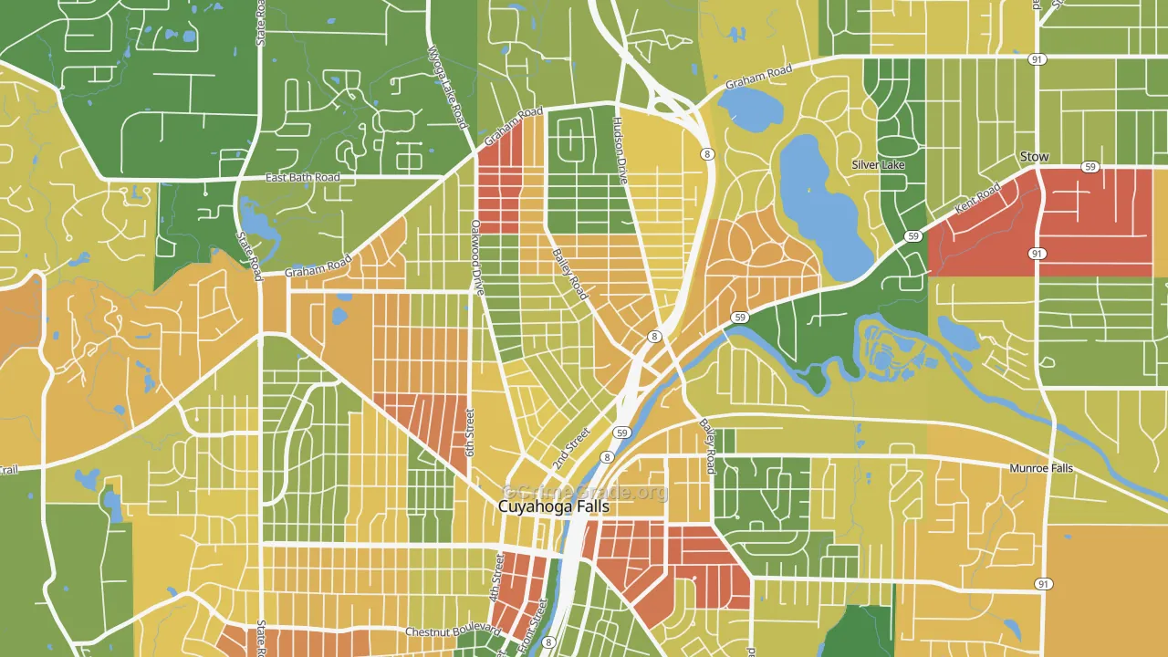 North Village, Cuyahoga Falls, OH Map of Arson Rates
