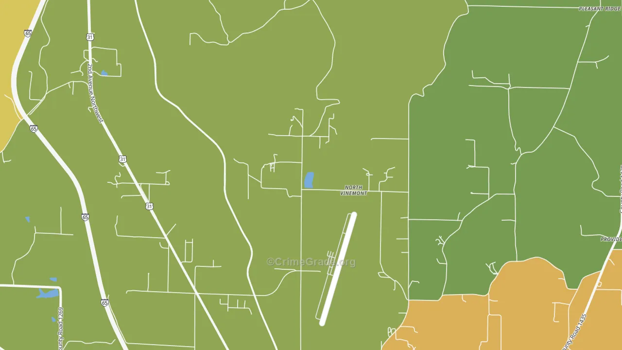 North Vinemont, AL Map of Arson Rates