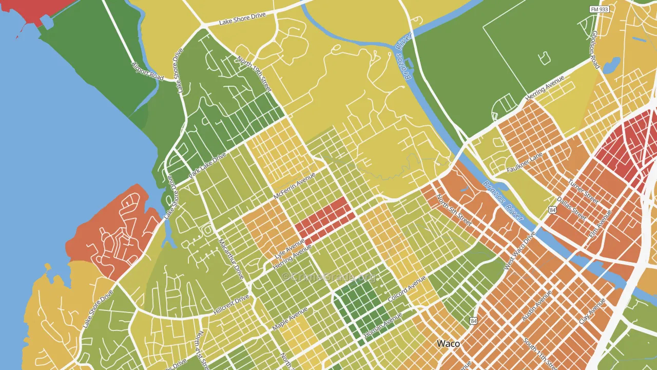 North Waco, Waco, TX Map of Arson Rates