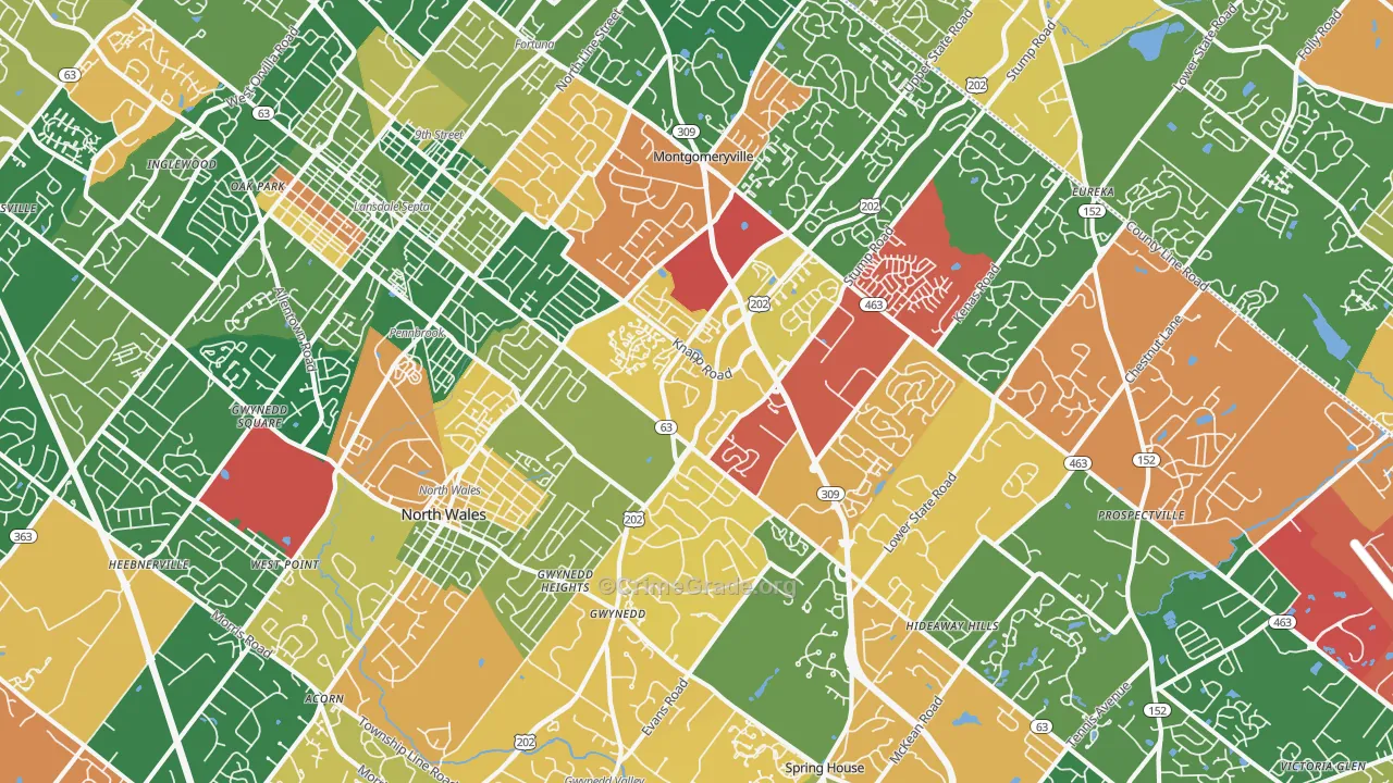 North Wales, PA Map of Arson Rates