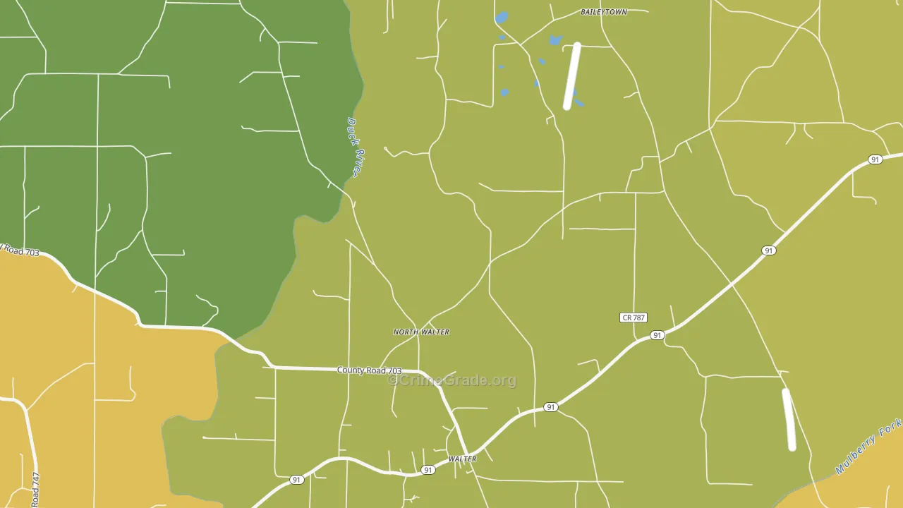 North Walter, AL Map of Arson Rates
