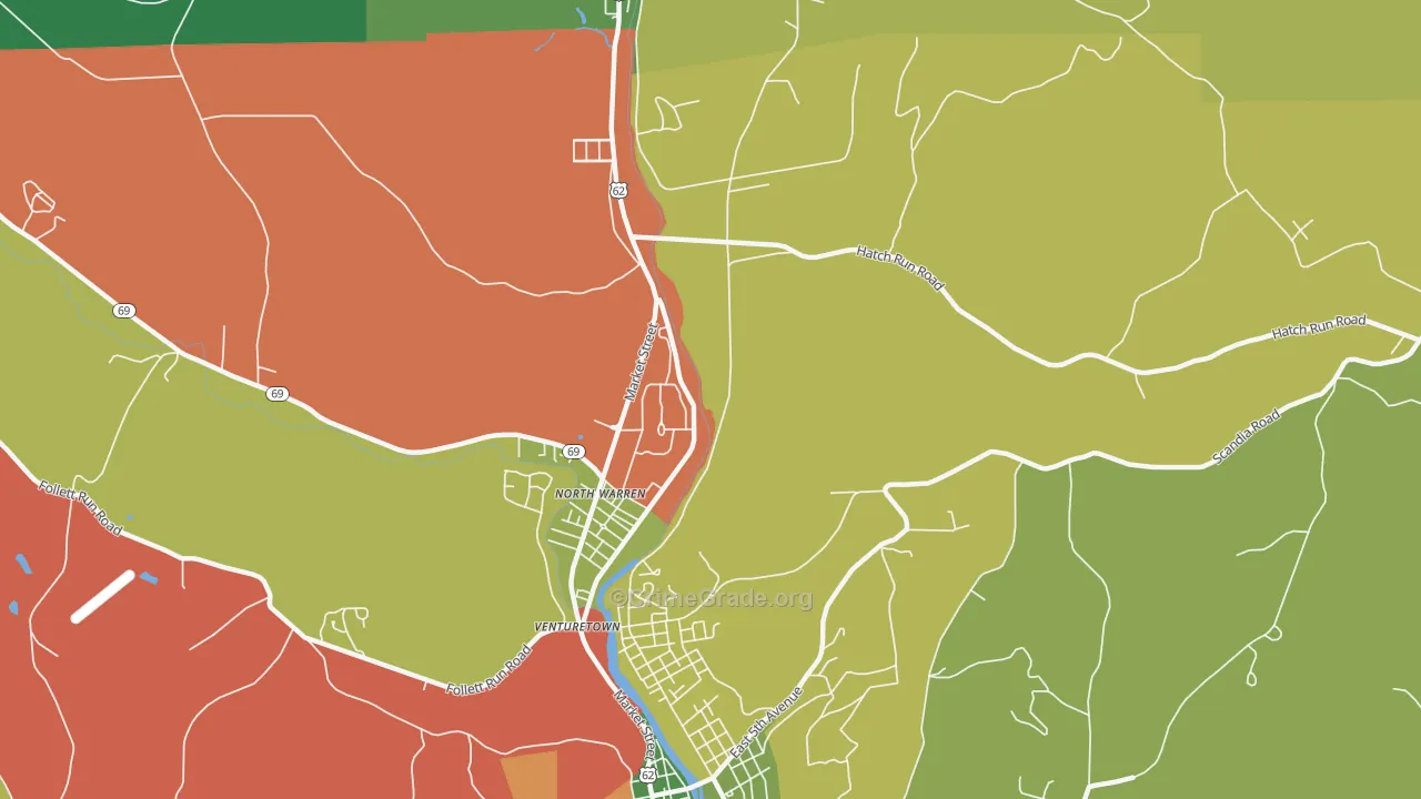 North Warren, PA Map of Arson Rates