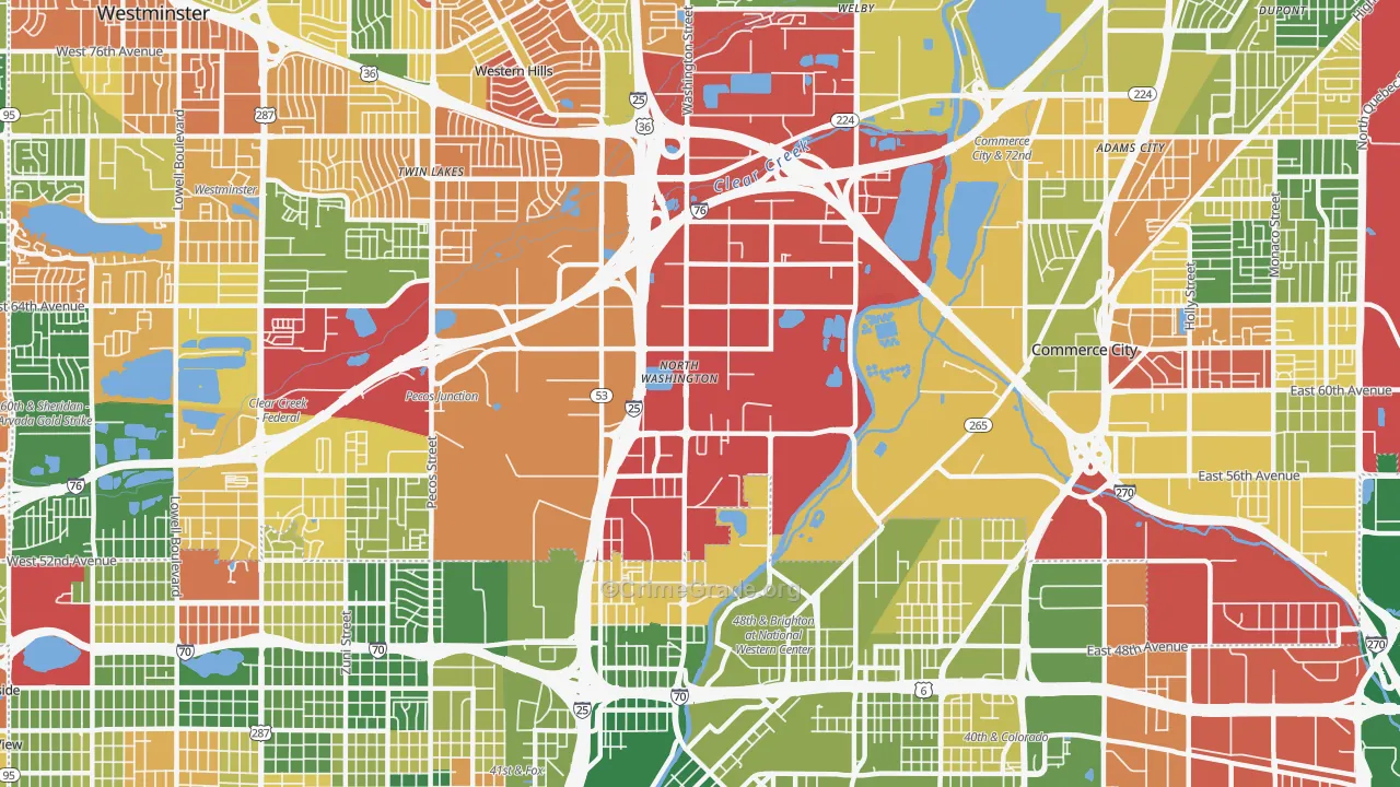 North Washington, CO Map of Arson Rates