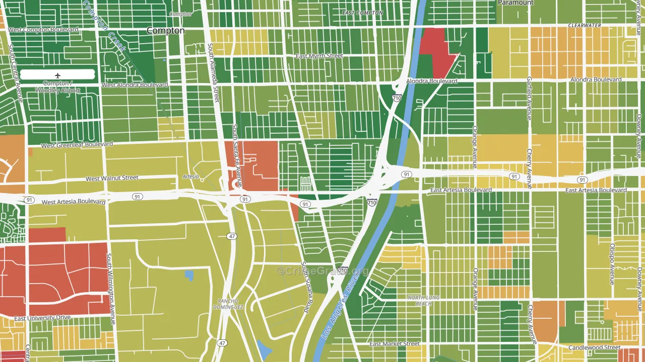North West Long Beach, Long Beach, CA Map of Arson Rates