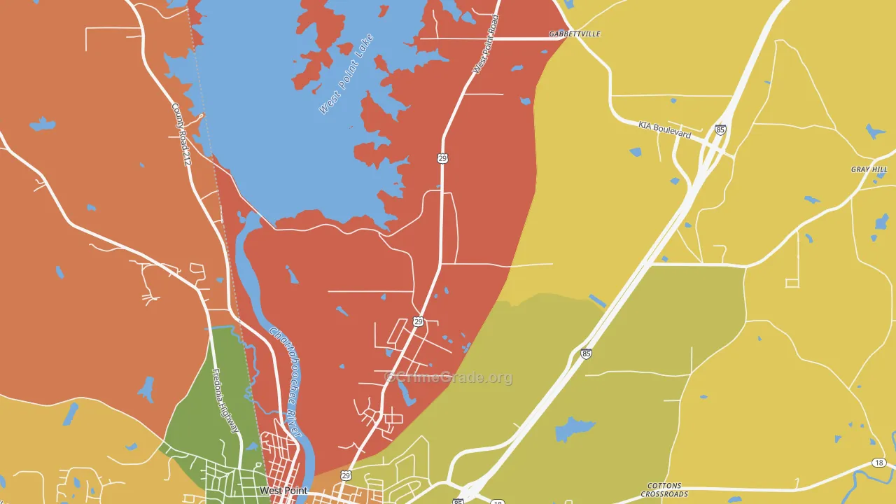 North West Point, GA Map of Arson Rates