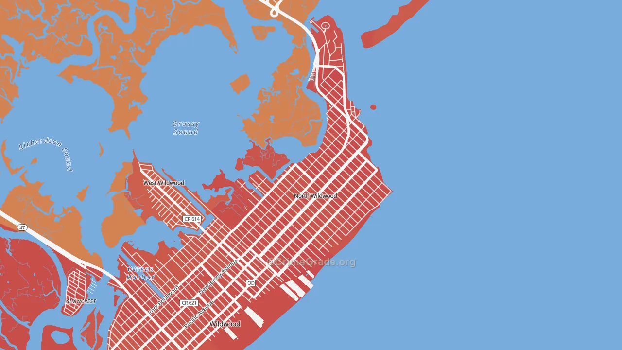 North Wildwood, NJ Map of Arson Rates