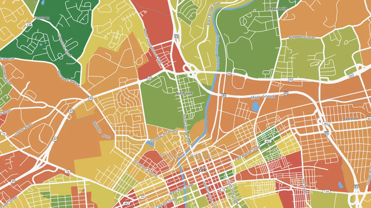 North York, PA Map of Arson Rates