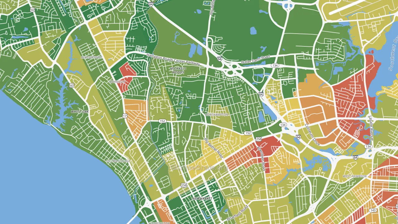 Northampton, Hampton, VA Map of Arson Rates